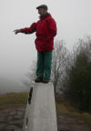 Neil going up in the world on Rawhead trig point